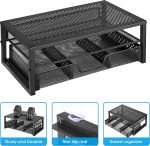 Simple Trending-Metal Monitor Stand Riser and Computer Desk Organizer with Drawer for Laptop, Computer, iMac, Black - Image 4